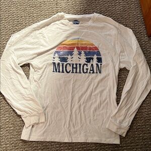 White Michigan Graphic Long Sleeve Tee